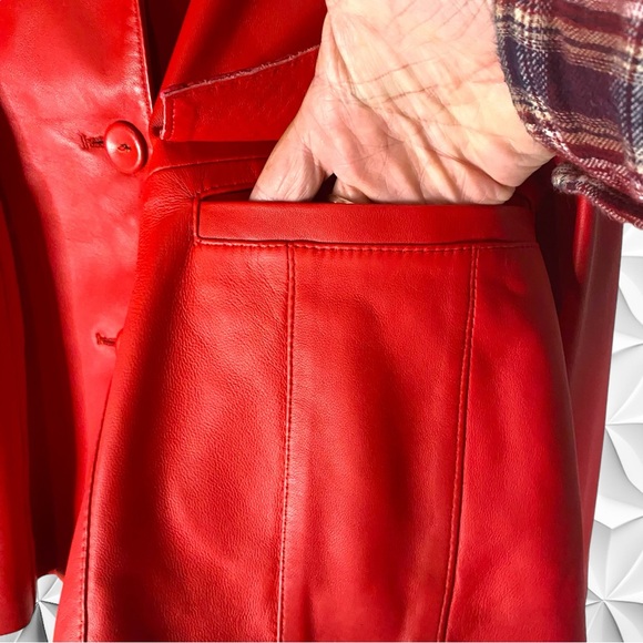 Moda in Pelle Vintage With Original Tags. Sz 42. Made In Italy.  Red Leather Jkt - Picture 12 of 15